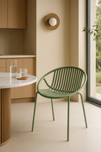 Juego de 4 sillones de mesa de interior Calypso - Polipropileno y metal verde