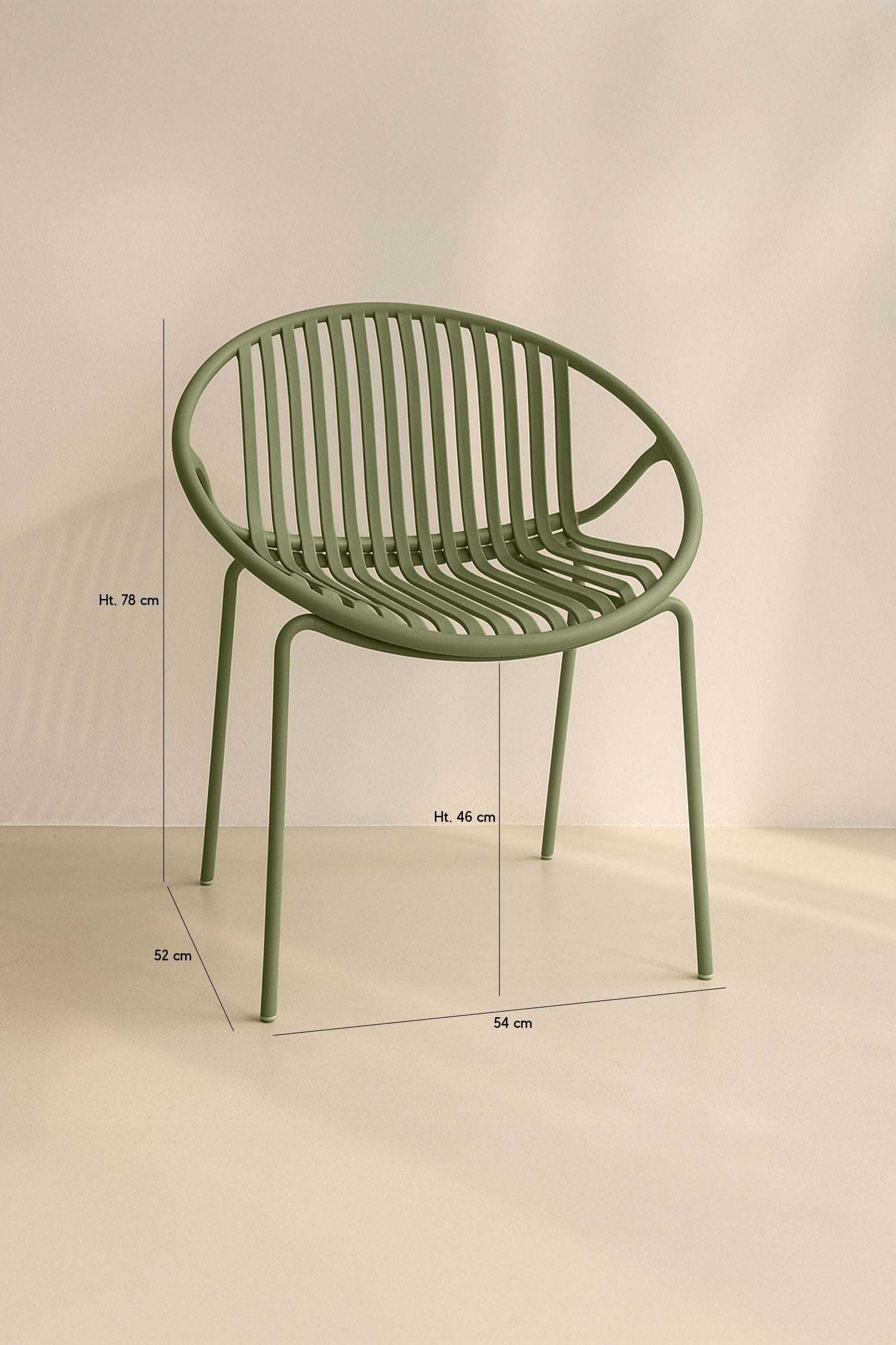 Juego de 4 sillones de mesa de interior Calypso - Polipropileno y metal verde