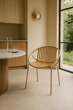 Juego de 4 sillones de mesa de interior Calypso - Polipropileno y metal ocre