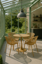 Juego de 4 sillones de mesa de interior Calypso - Polipropileno y metal ocre