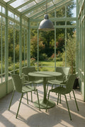 Montauk Indoor Table And 4 Armchairs Set - Polypropylene And Green Metal
