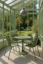 Montauk Indoor Table And 4 Armchairs Set - Polypropylene And Green Metal