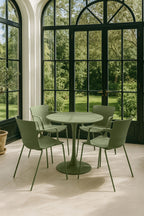 Montauk Indoor Table And 4 Armchairs Set - Polypropylene And Green Metal