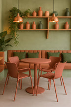 Montauk Indoor Table And 4 Armchairs Set - Polypropylene And Brick Metal