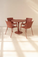 Montauk Indoor Table And 4 Armchairs Set - Polypropylene And Brick Metal
