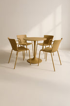 Montauk Indoor Table And 4 Armchairs Set - Polypropylene And Ocher Metal