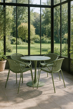 Conjunto de mesa y 4 sillones de interior Calypso - Polipropileno y metal verde