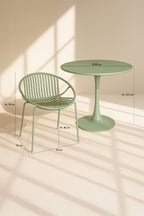 Conjunto de mesa y 4 sillones de interior Calypso - Polipropileno y metal verde
