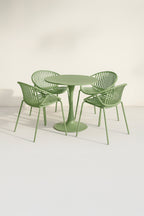 Conjunto de mesa y 4 sillones de interior Calypso - Polipropileno y metal verde