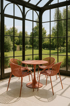 Conjunto De Mesa Y 4 Sillones De Interior Calypso - Polipropileno Y Metal Ladrillo