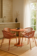 Conjunto De Mesa Y 4 Sillones De Interior Calypso - Polipropileno Y Metal Ladrillo