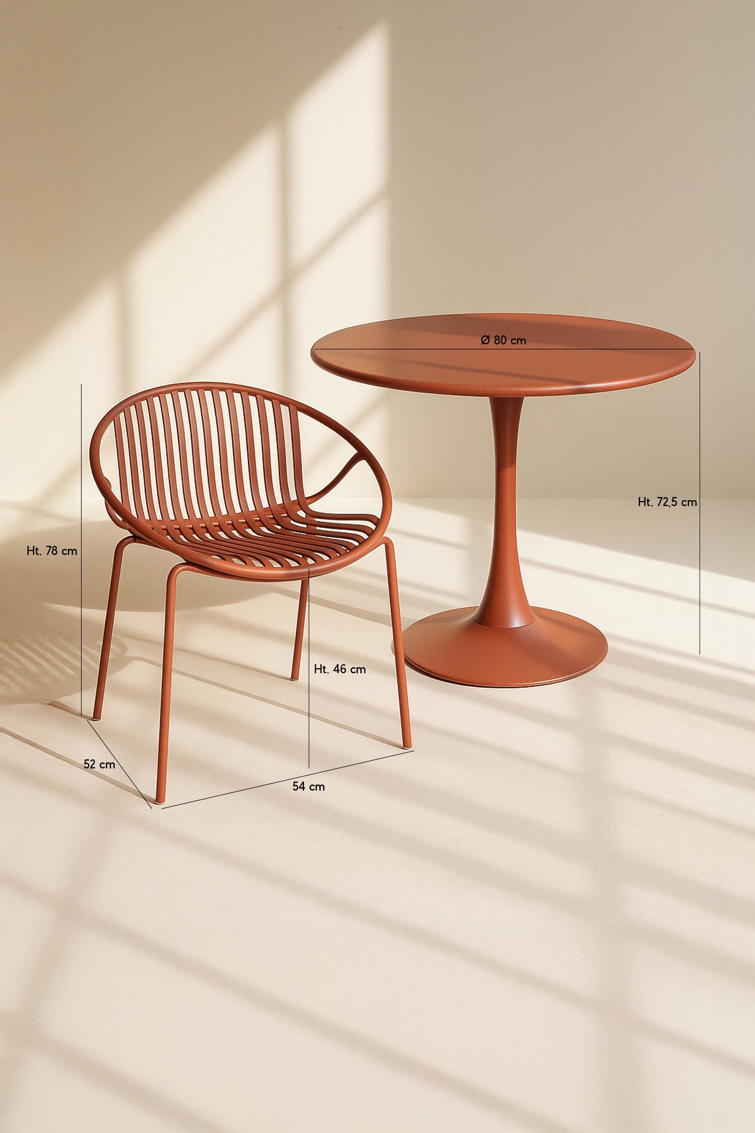 Conjunto De Mesa Y 4 Sillones De Interior Calypso - Polipropileno Y Metal Ladrillo