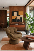 Gustave - Fauteuil Pivotant - Tissu Chiné - Marron