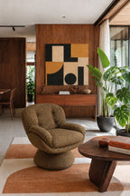 Gustave - Fauteuil Pivotant - Tissu Chiné - Marron