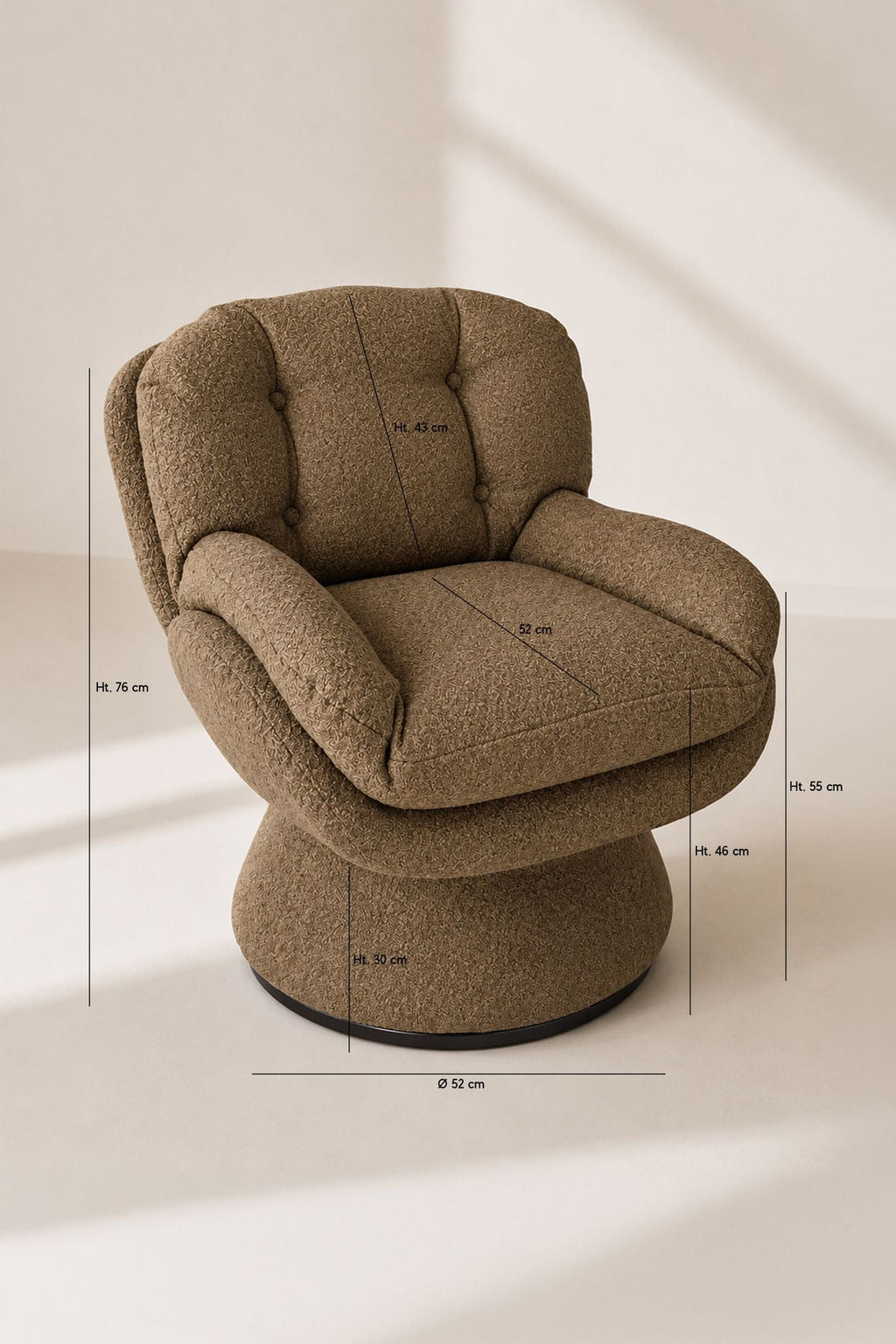 Gustave - Fauteuil Pivotant - Tissu Chiné - Marron