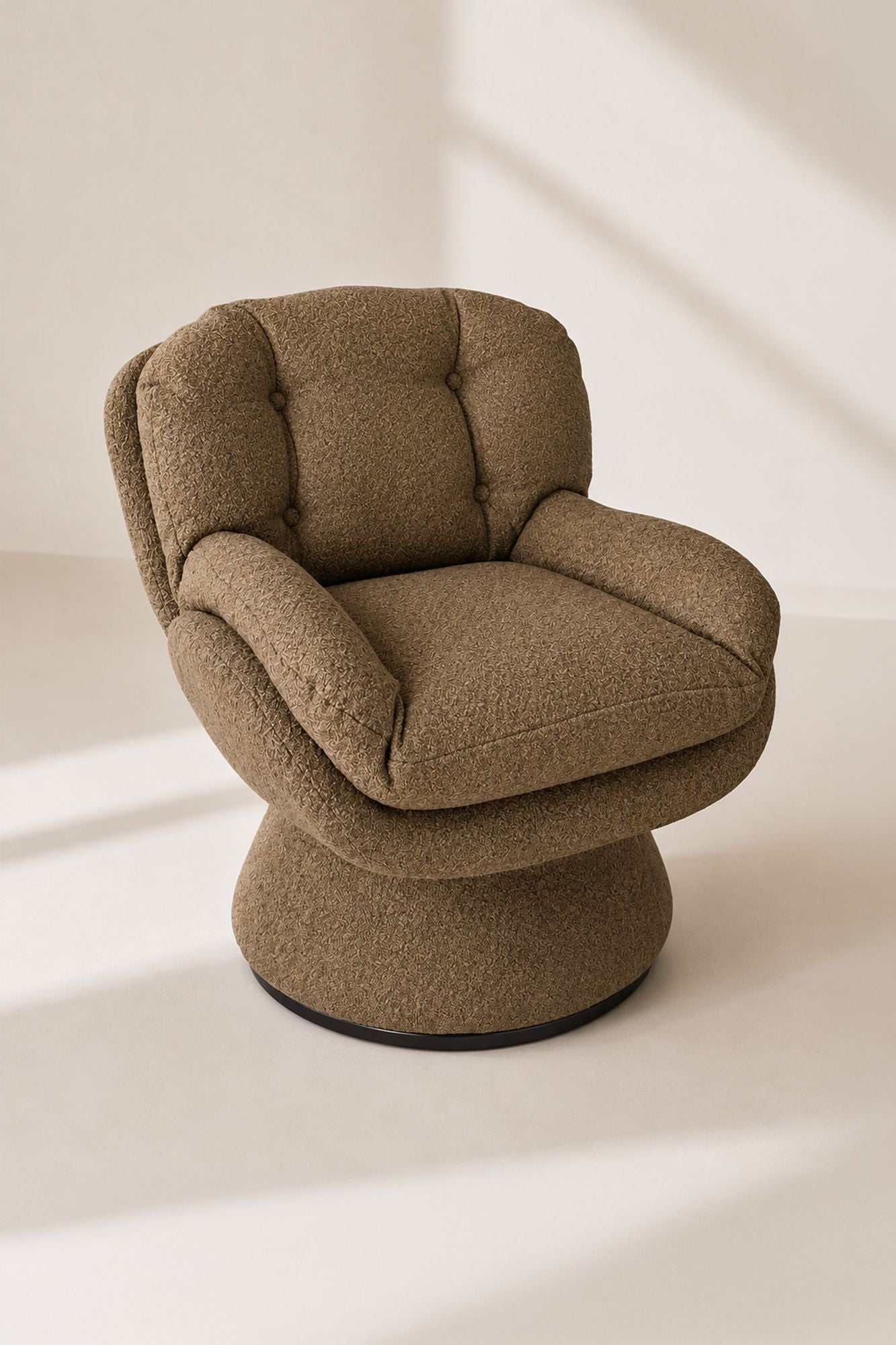 Gustave - Fauteuil Pivotant - Tissu Chiné - Marron