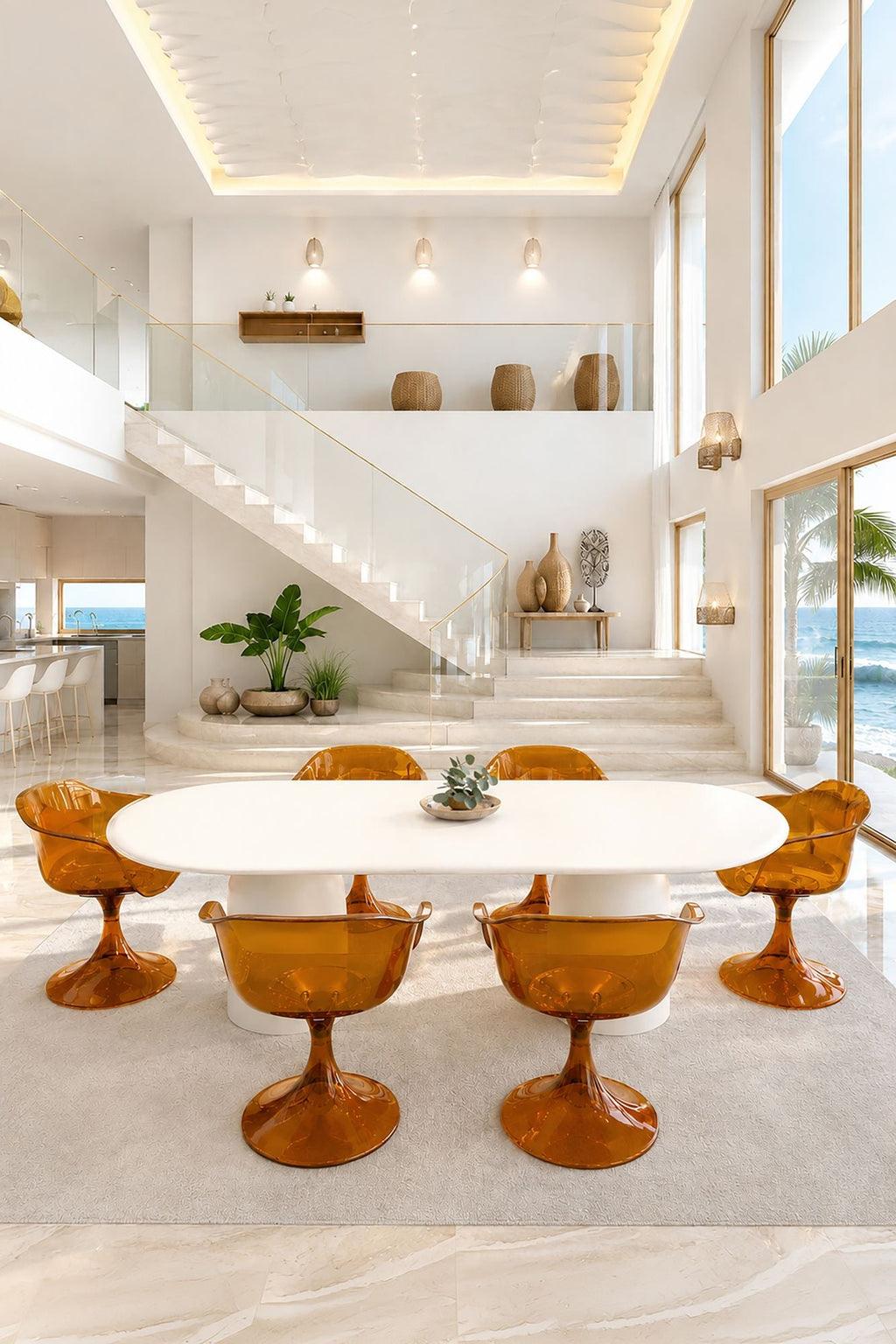Glam - Lote De 2 Sillones De Mesa - Policarbonato - Ámbar