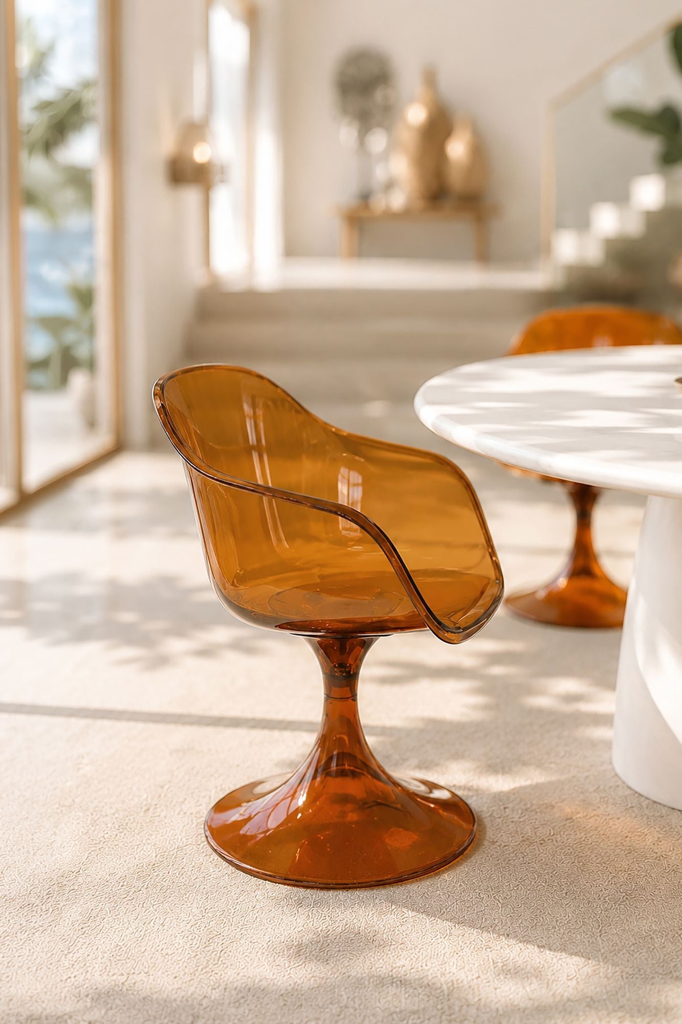 Glam - Lote De 2 Sillones De Mesa - Policarbonato - Ámbar