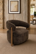 Noubia - Fauteuil - Tissu Effet Chenille - Cacao