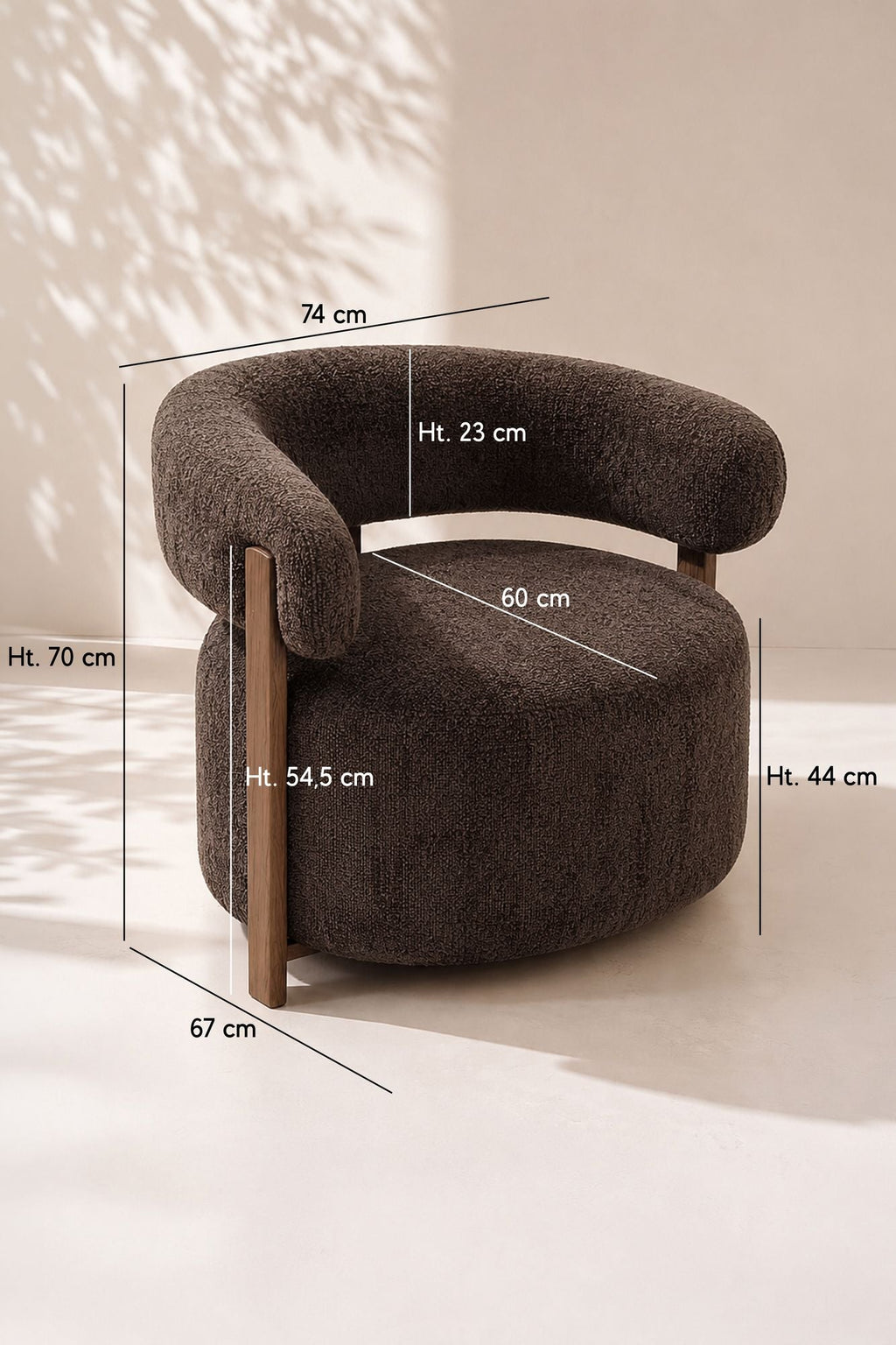 Noubia - Fauteuil - Tissu Effet Chenille - Cacao