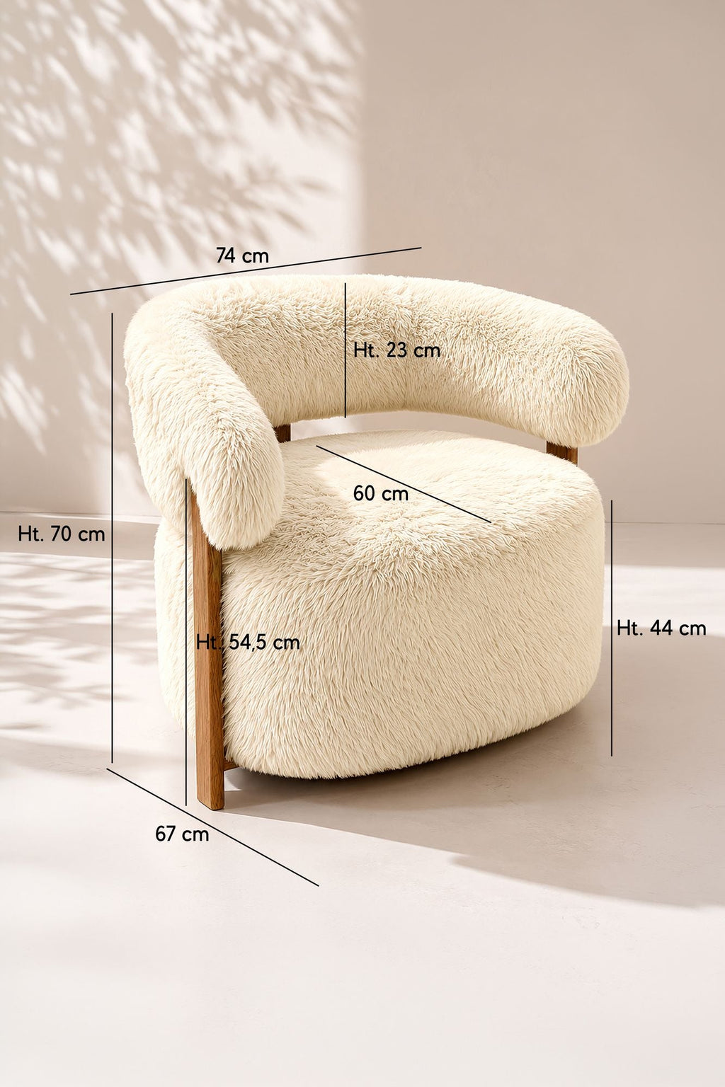 Noubia - Fauteuil - Tissu Doux Effet Fourrure - Écru