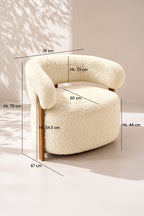 Noubia - Fauteuil - Tissu Doux Effet Fourrure - Écru
