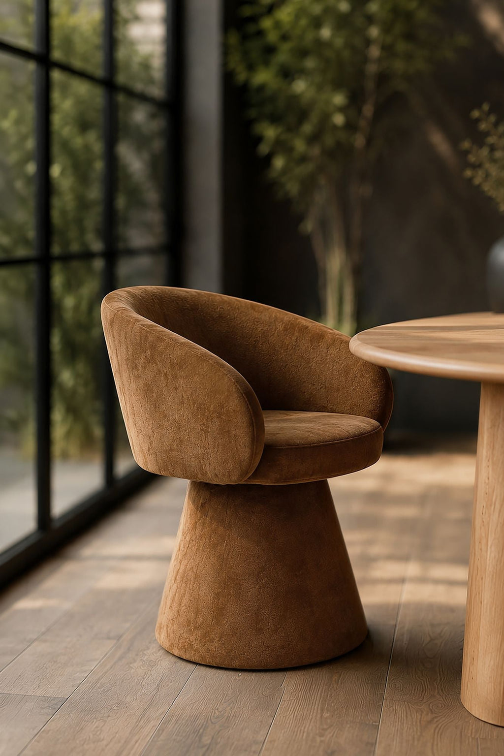 Alba - Fauteuil De Table Pivotant - Tissu Effet Chenille - Terre De Sienne