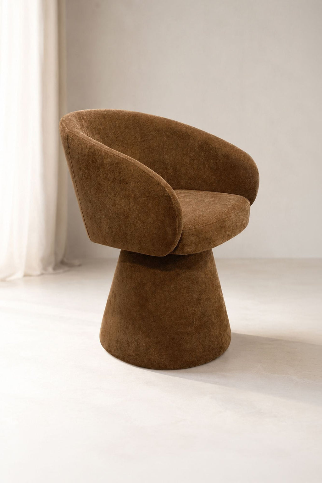 Alba - Fauteuil De Table Pivotant - Tissu Effet Chenille - Terre De Sienne