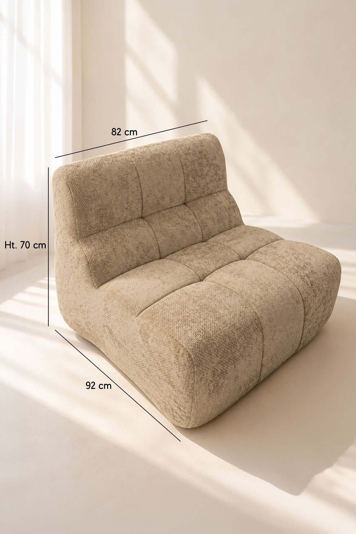 Volta - Fauteuil - Tissu Chenille Entrelacé - Taupe