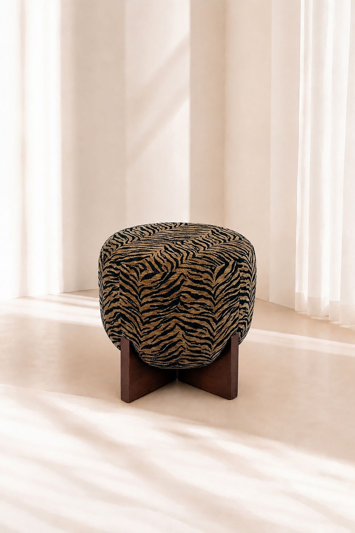 Tiger - Tabouret - Tissu Tigré - Marron