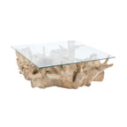 Mesa de centro Sarannah - Raíz de teca y tapa de cristal