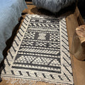 Alfombra Tokat de lana y algodón tejida a mano - Negro y gris