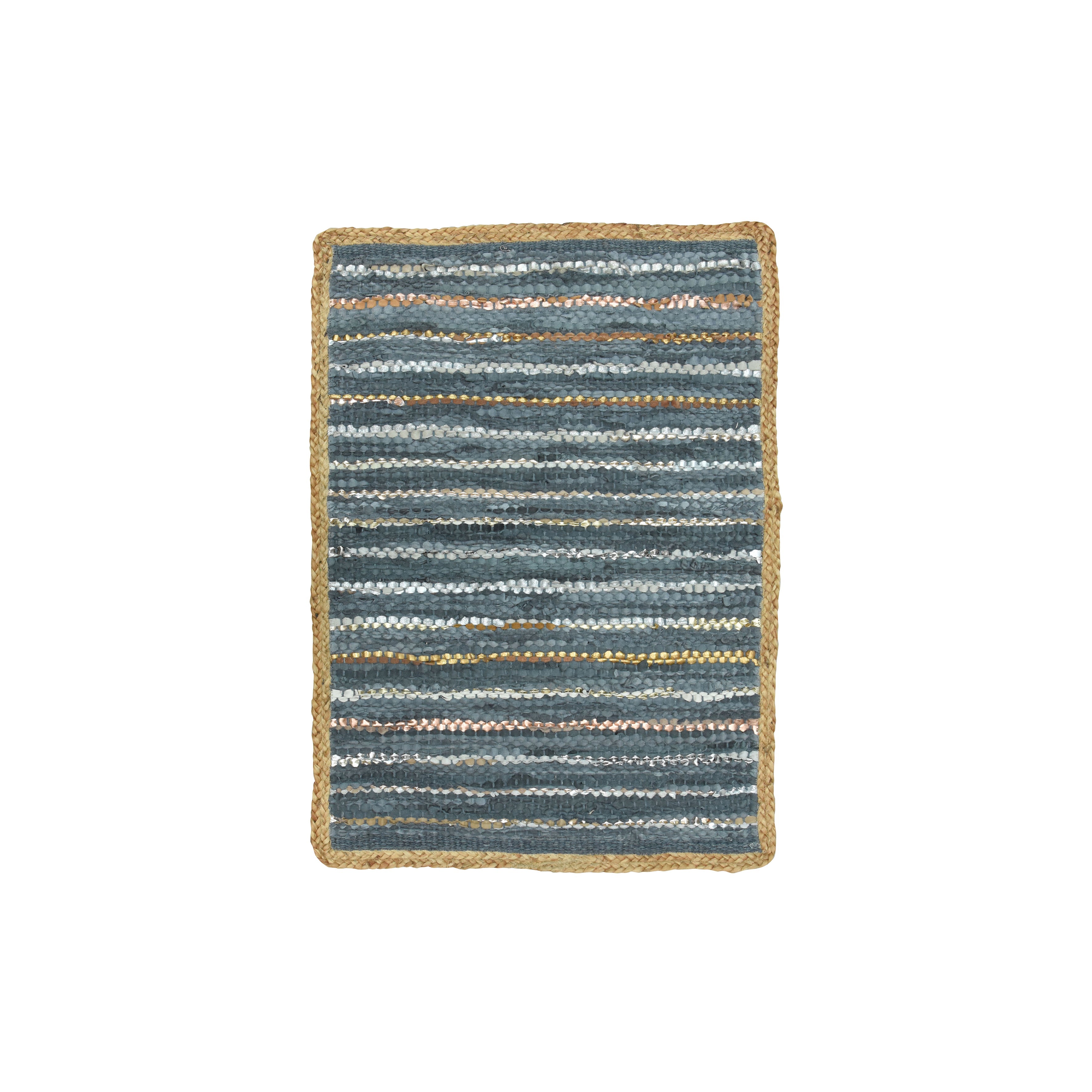 Alfombra Asma Azul En Cuero Reciclado - Yute Y Algodón