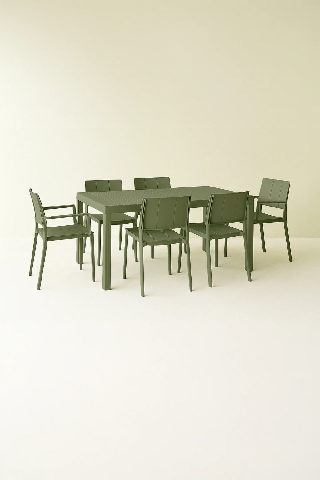 Patio - Ensemble Table + 2 Fauteuils + 4 Chaises - Polypropylene - Vert