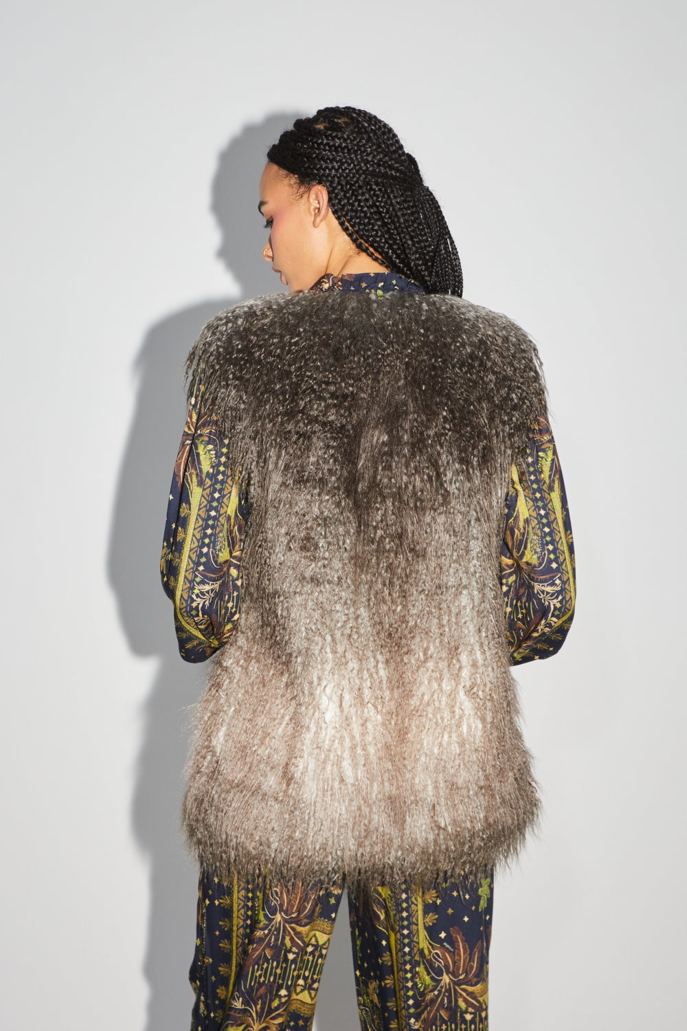 The Morris Faux Fur Tie And Dye Sleeveless Jacket