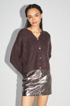 The Stella Gray Metallic Leather Effect Mini Skirt