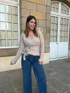Cardigan à noeud Helena taupe