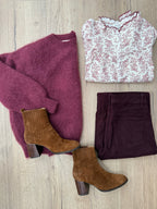 Gaia Burgundy Mohair And Wool Knit