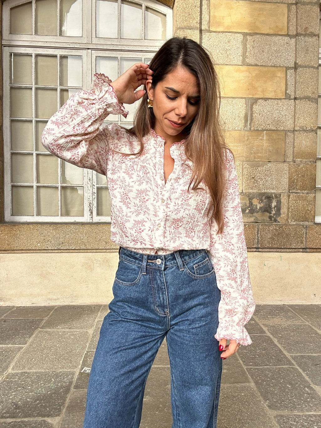 Blouse fleurie Amélia rose