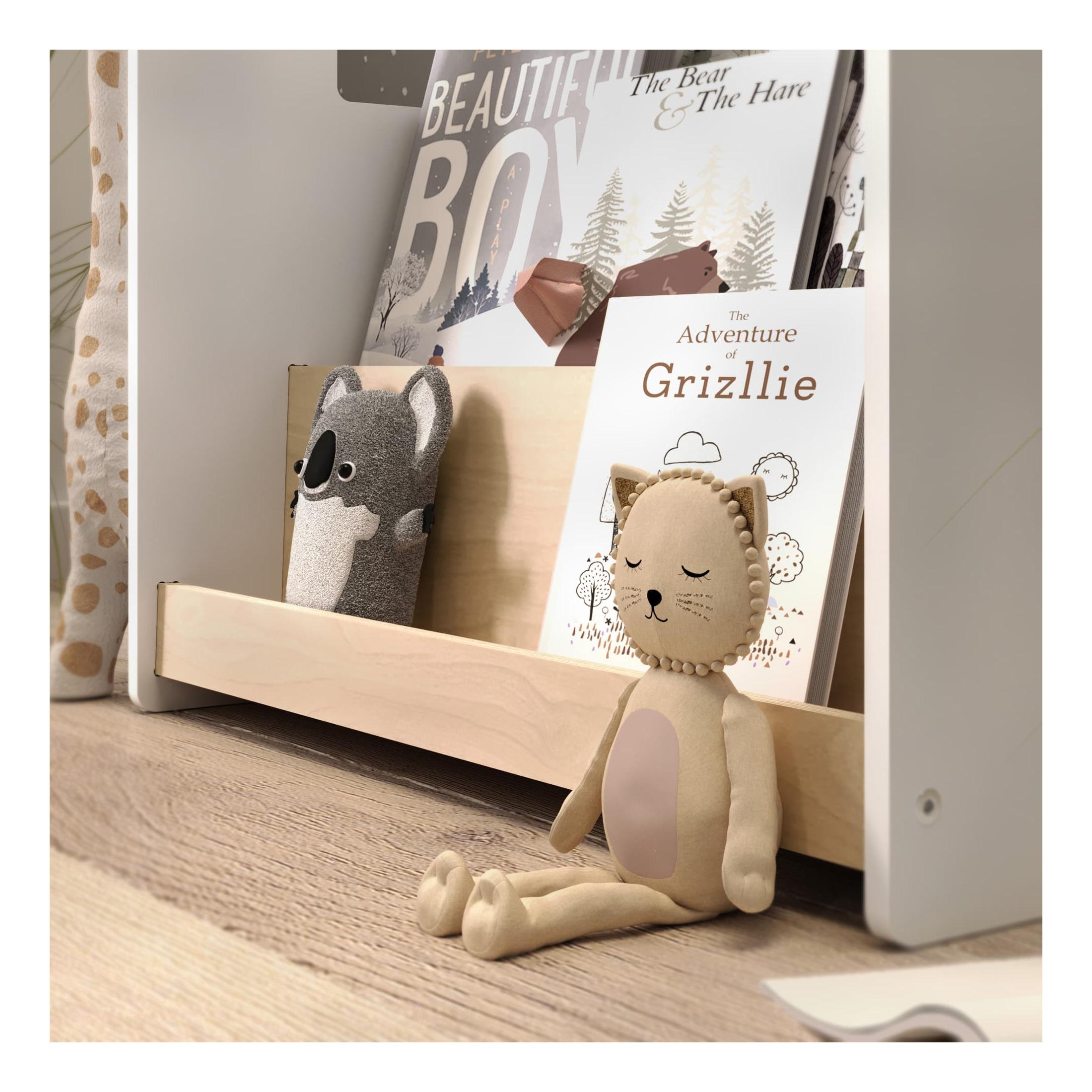Librería y Estantería Para Juguetes Dúo – Blanco y Gris