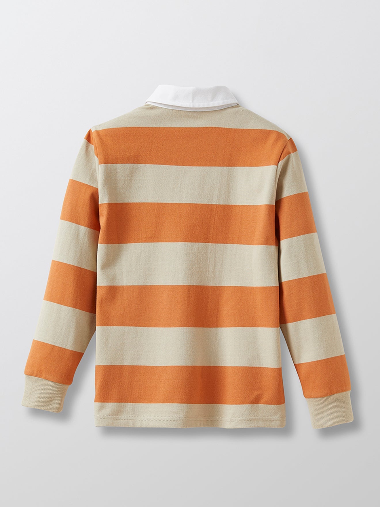 Pull Rugby Rayé - Orange Moyen Grise - Garçon