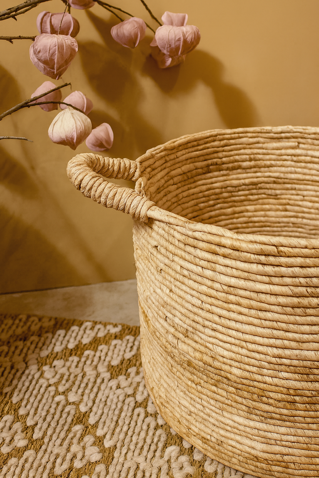 Cesta Abir De Abacá Con Asas Tejidas A Mano