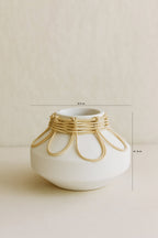 Nour - Jarrón - Ratán/Hormigón - Blanco
