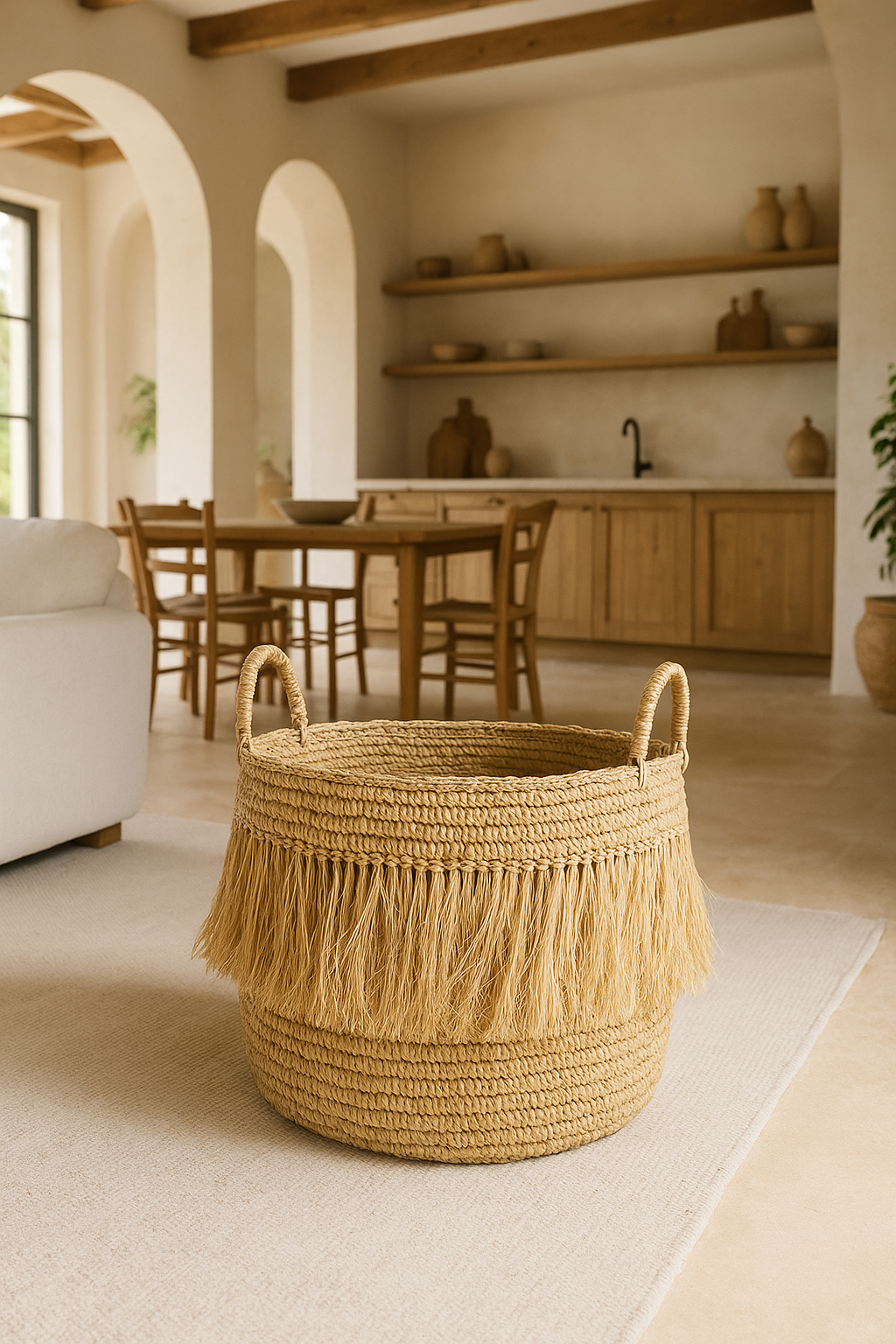 Cesta Flecos Luys - Rafia Natural