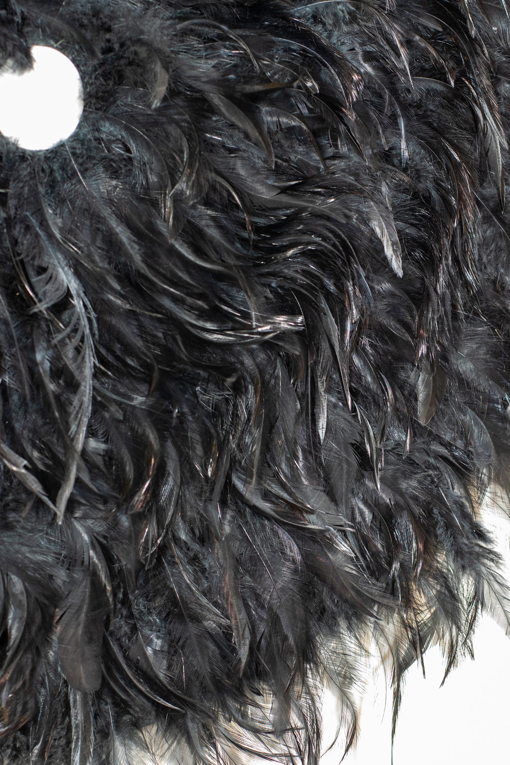 Kapau Decoration In Rooster Feathers And Black Shells D 50 Cm