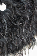 Kapau Decoration In Rooster Feathers And Black Shells D 50 Cm