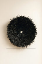 Kapau Decoration In Rooster Feathers And Black Shells D 50 Cm