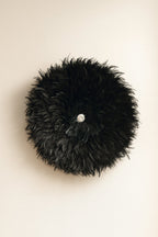 Kapau Decoration In Rooster Feathers And Black Shells D 50 Cm