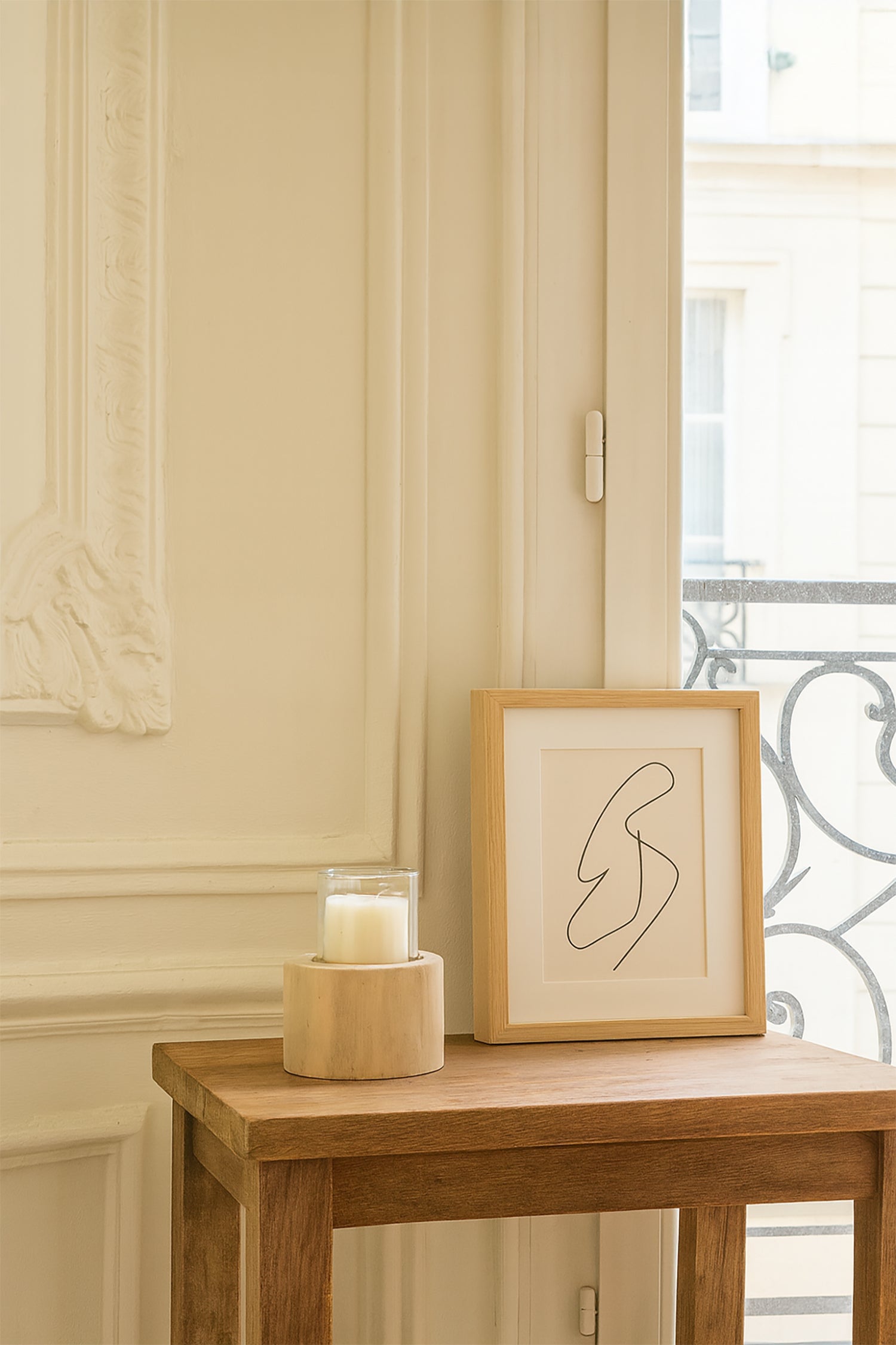 Biak - Tealight Holder - Glass and Teak Wood