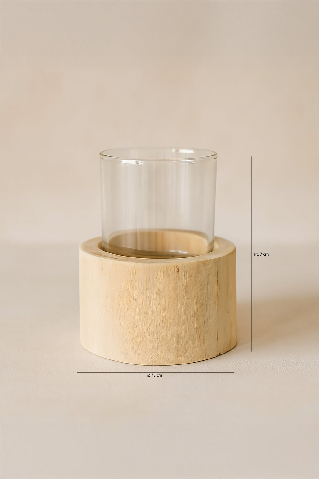 Biak - Tealight Holder - Glass and Teak Wood